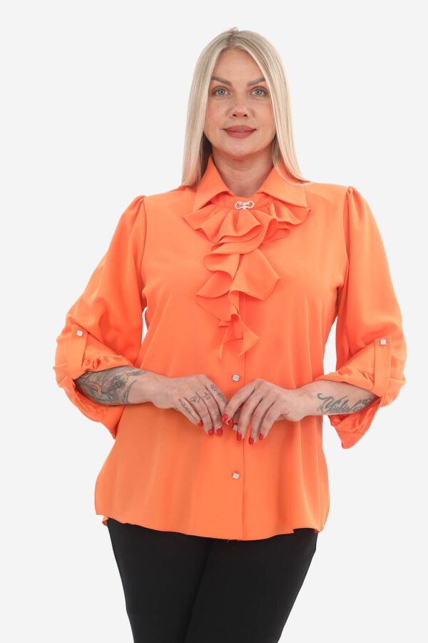 büyük beden Çıkarılabilir fırfır yaka gömlek