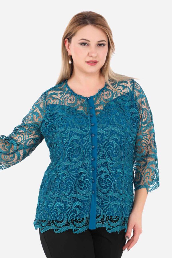 bisiklet yaka dantelli gömlek