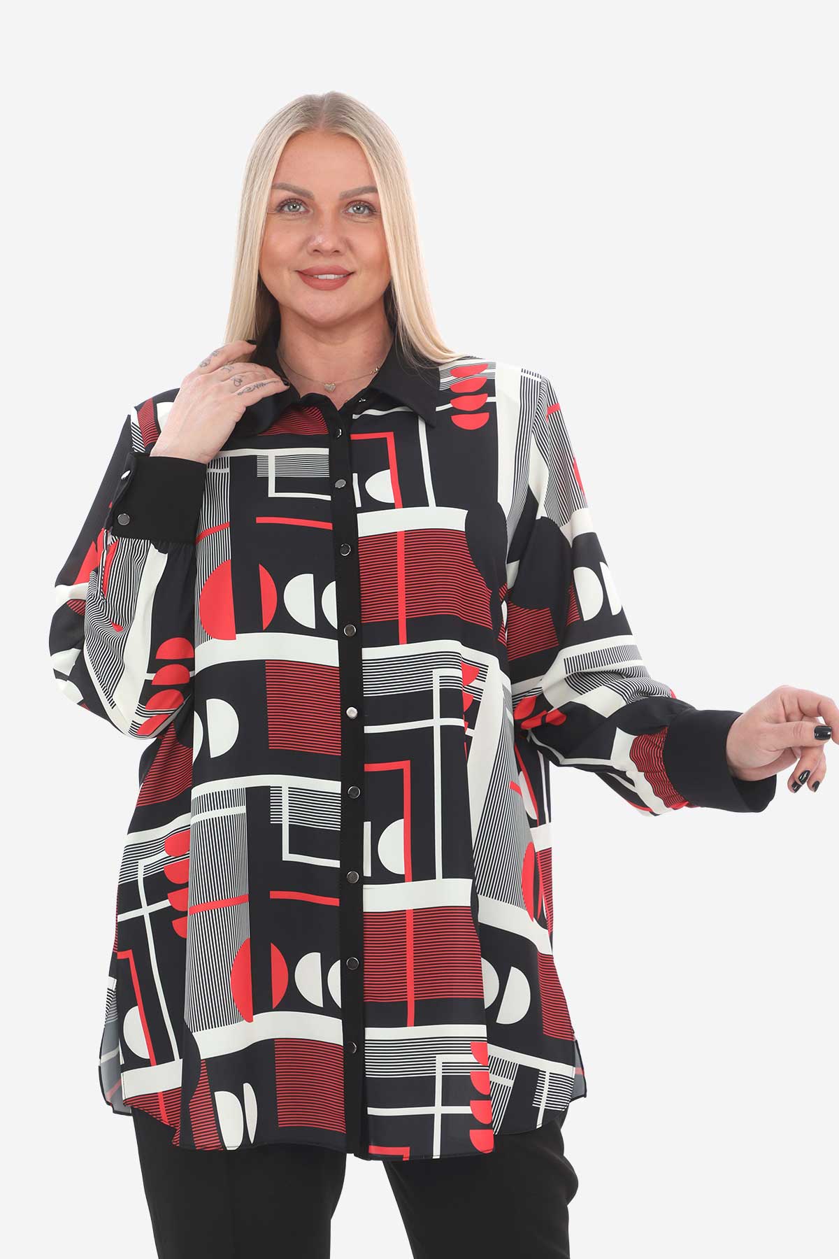geometrik desen tunik gömlek