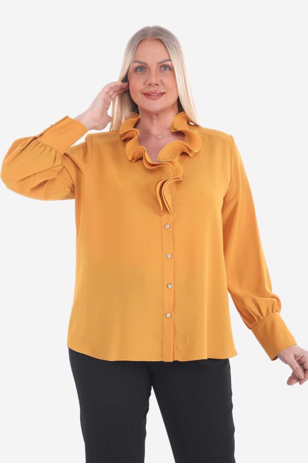 fırfır v yaka abiye gömlek