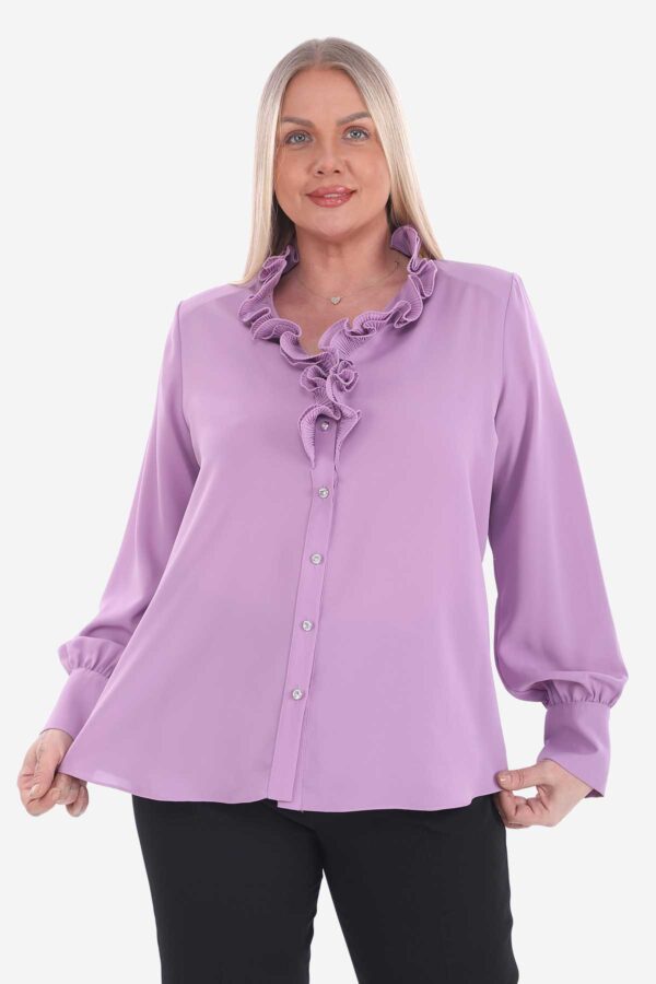 fırfır v yaka abiye gömlek