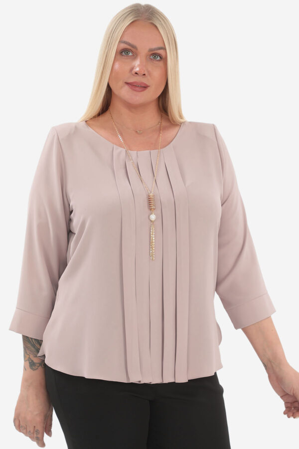 Önü pileli kolyeli kadın bluz (ps)